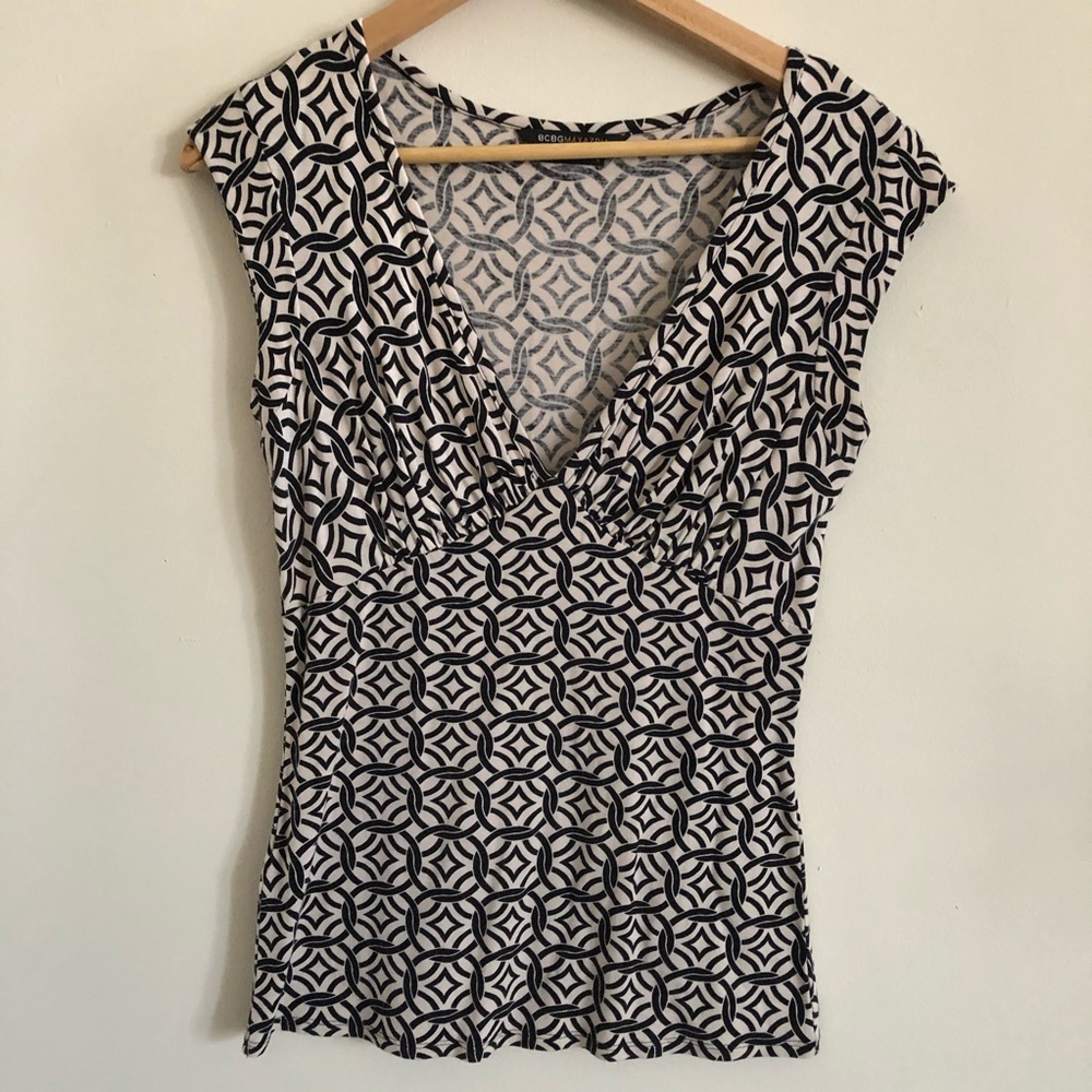 BCBG Max Azria low cut geometric top